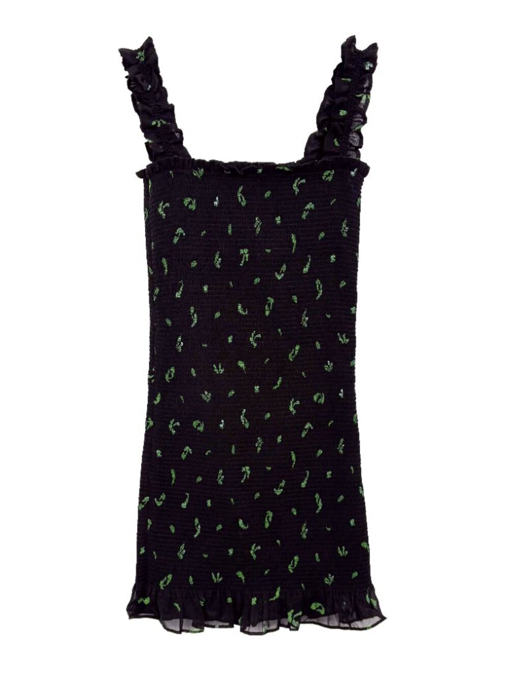 Aritzia Wilfred Luella Smocked Strap Mini Dress Black Green XS Cocktail